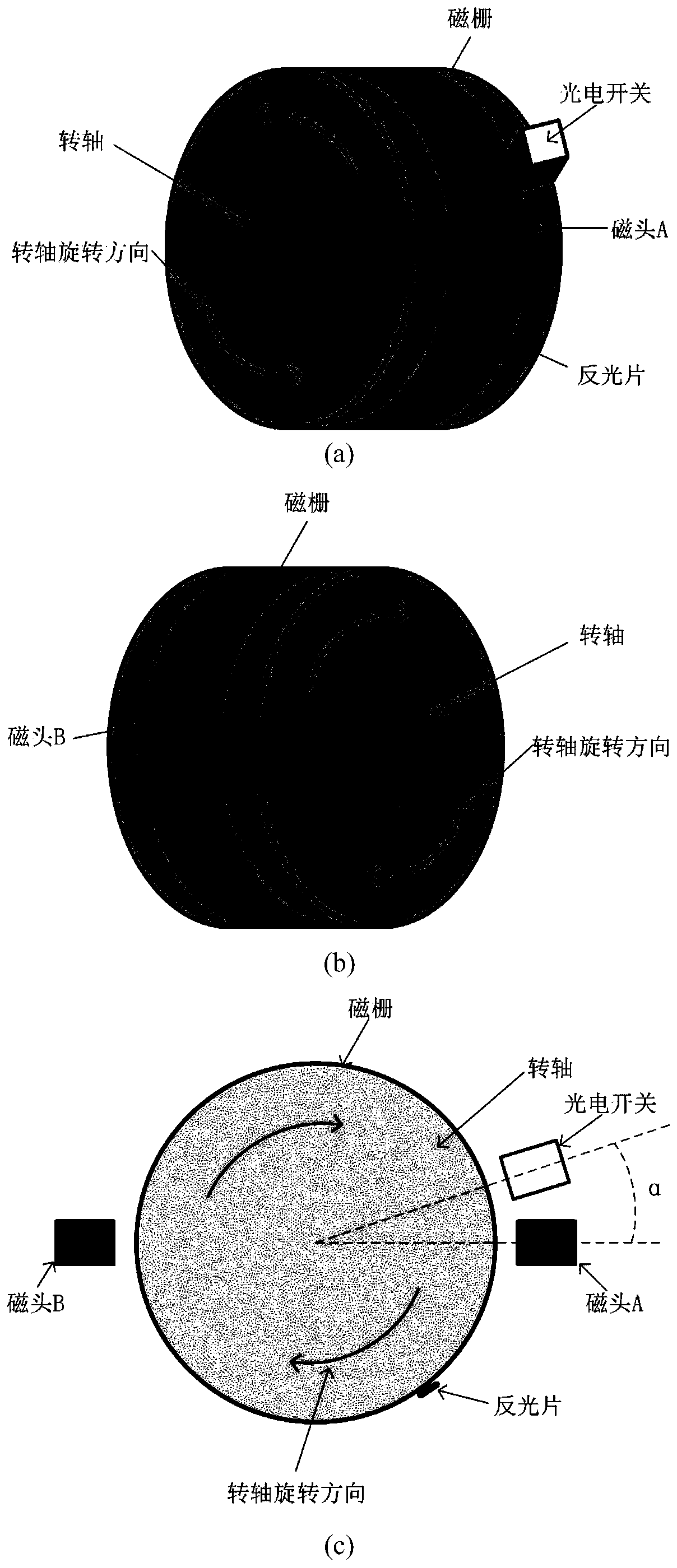 Ship rotating shaft system phase angle measuring device and method