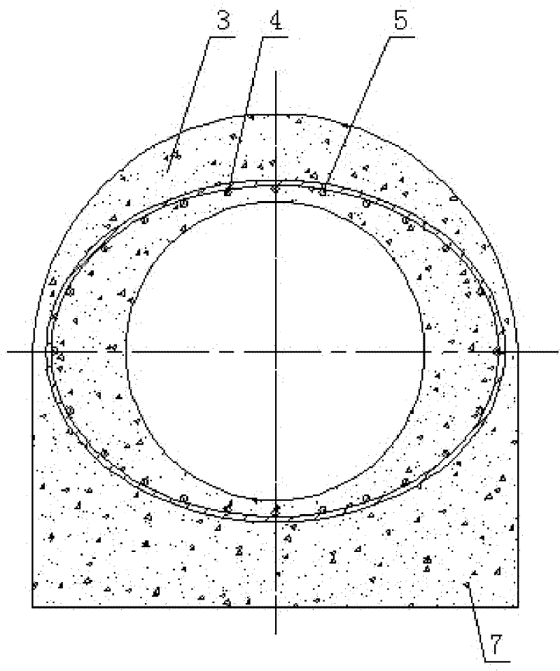 Steel socket reinforced concrete pipe with pipe base