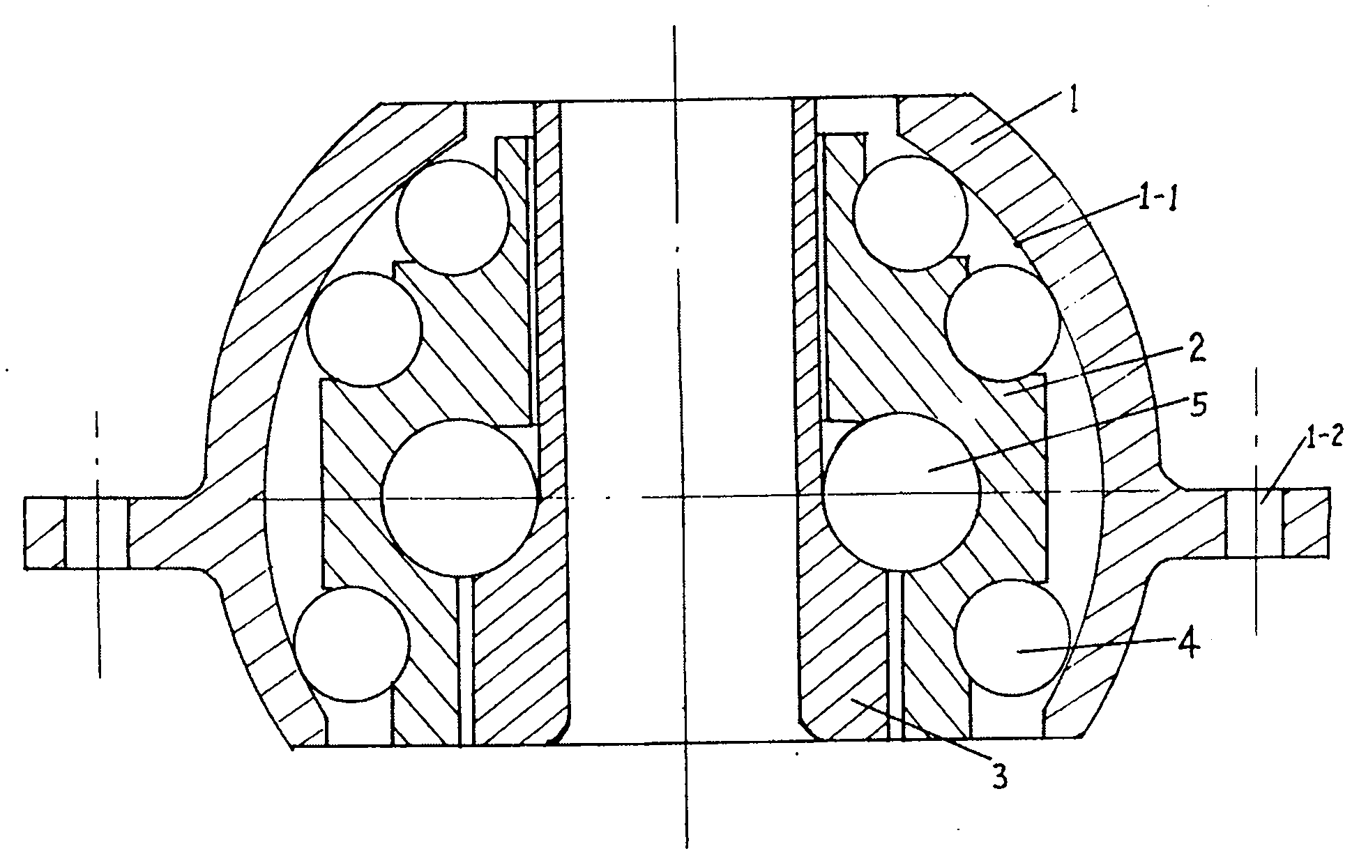 Ball bladder multi-ferrule bearing with reducing middle-layer ferrule