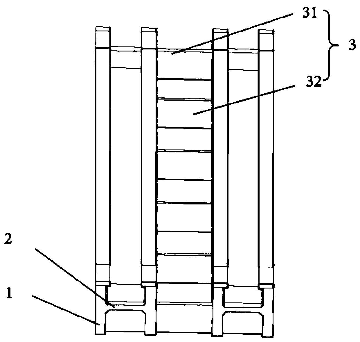 Double-H-shaped concrete rail beam of rubber-tyred tram and construction method thereof