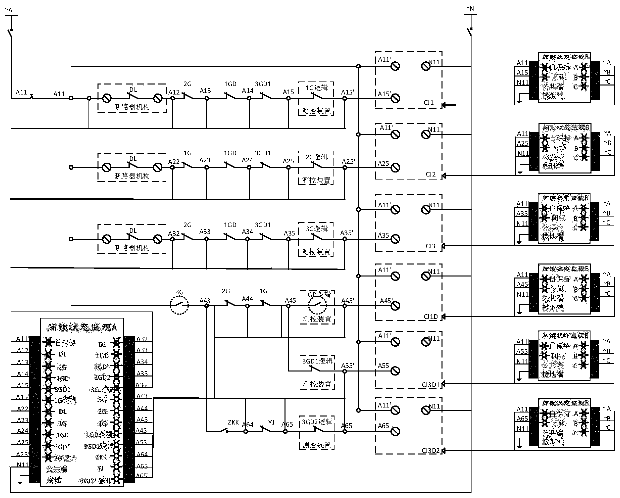 Device for quickly detecting electrical interlocking fault of transformer substation