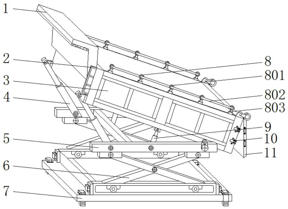 Transverse stabilizing device for container of front straight-top dump truck
