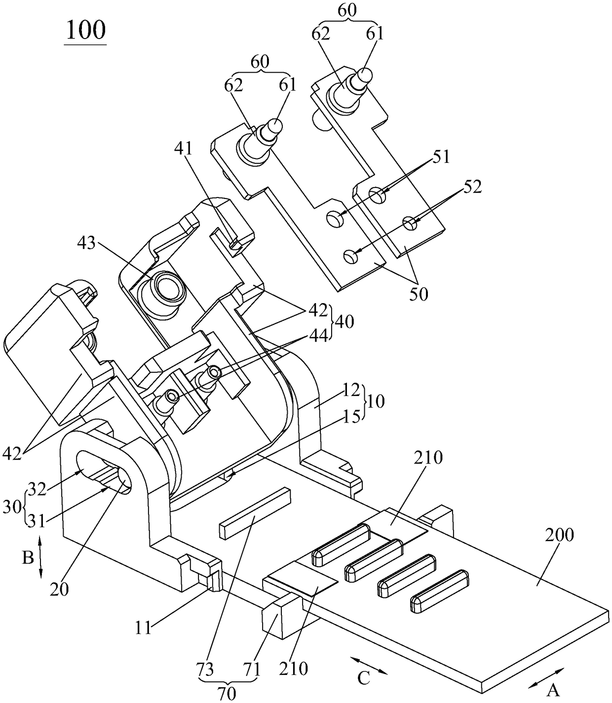 Welding-free strip light port power supply connector and welding-free strip light power supply connection method