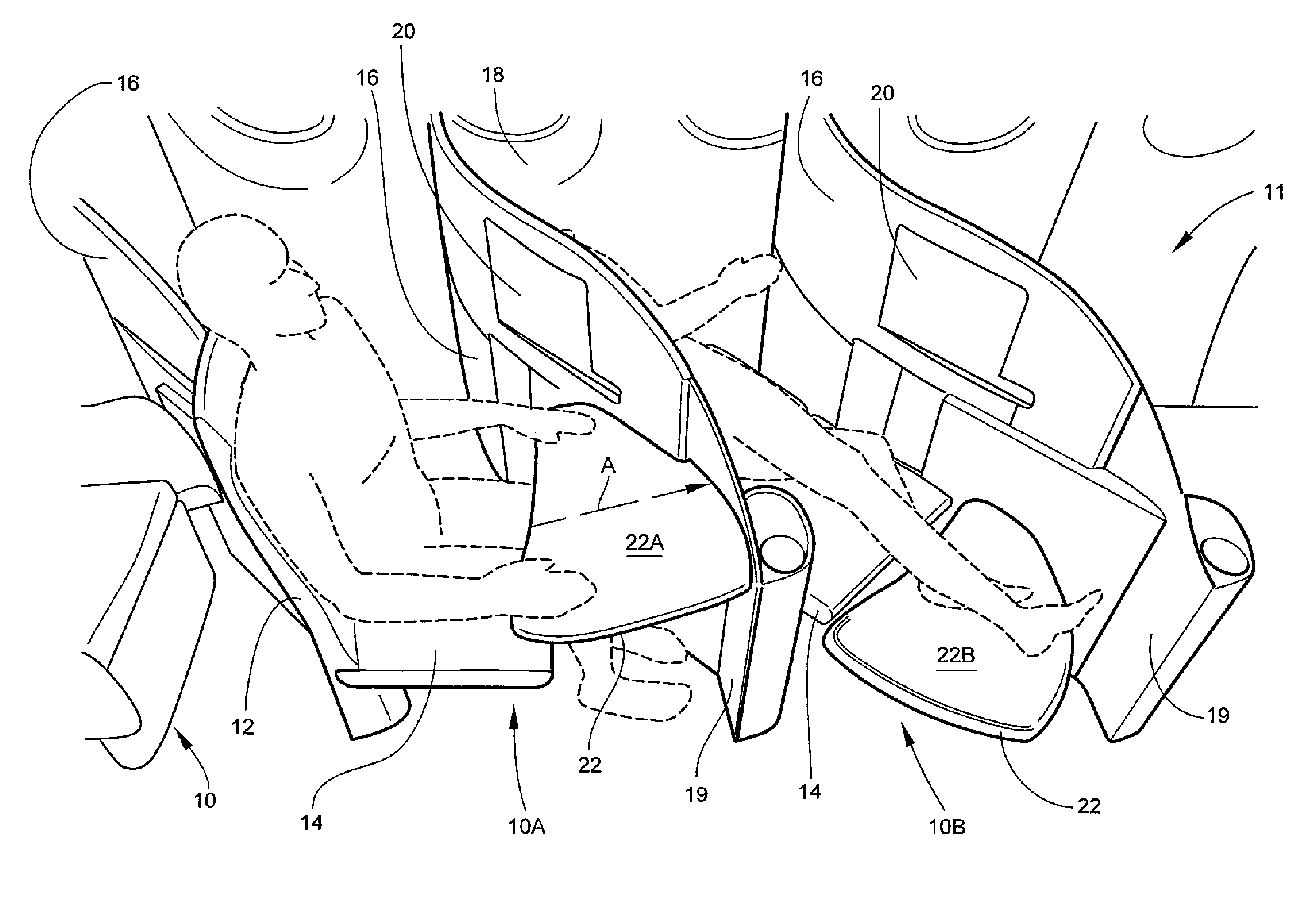 Translatable and rotatable passenger seat