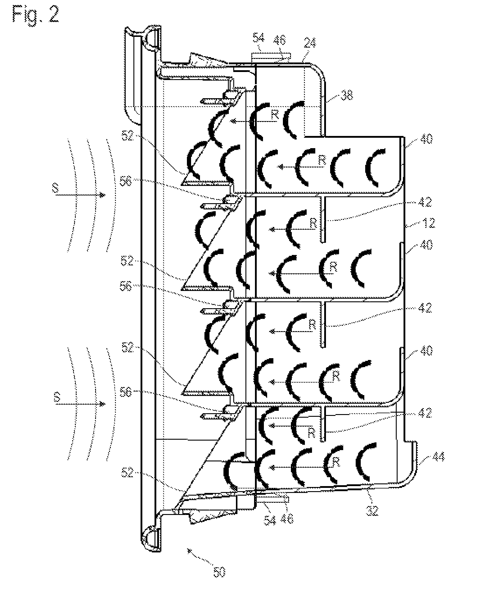 Sound deadening baffle for a ventilation valve