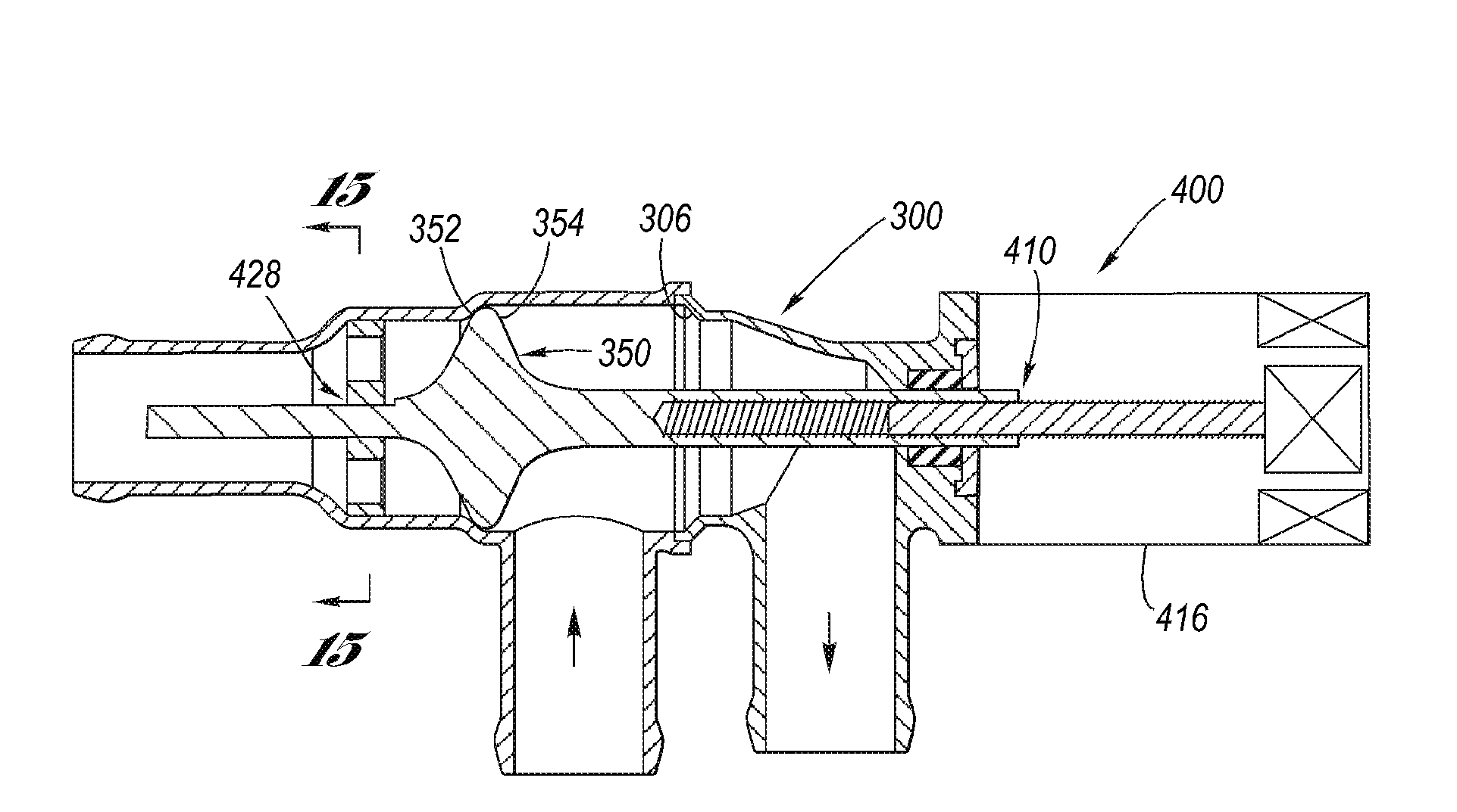 Drive system for an electro-mechanical three-way dual seat valve