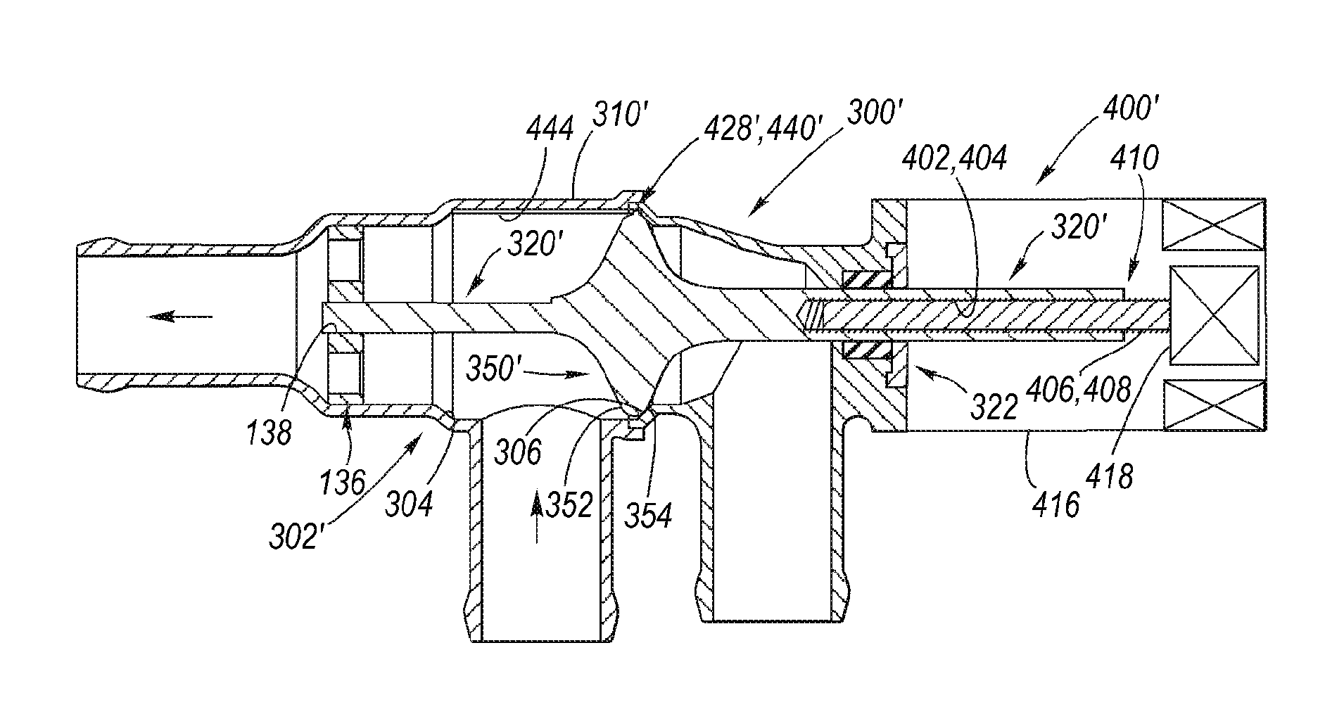 Drive system for an electro-mechanical three-way dual seat valve