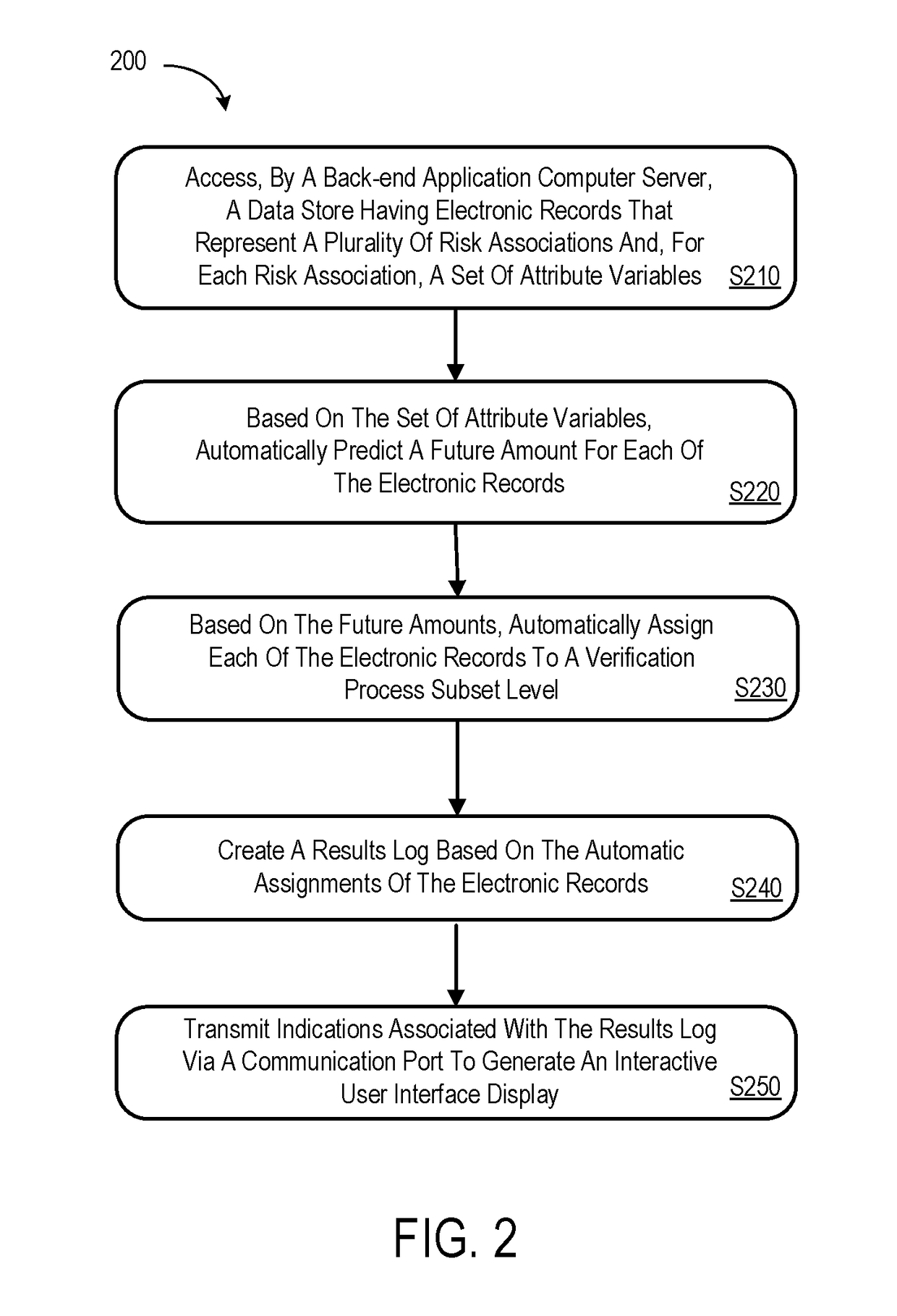 Processing system to automatically assign electronic records to verification process subset levels