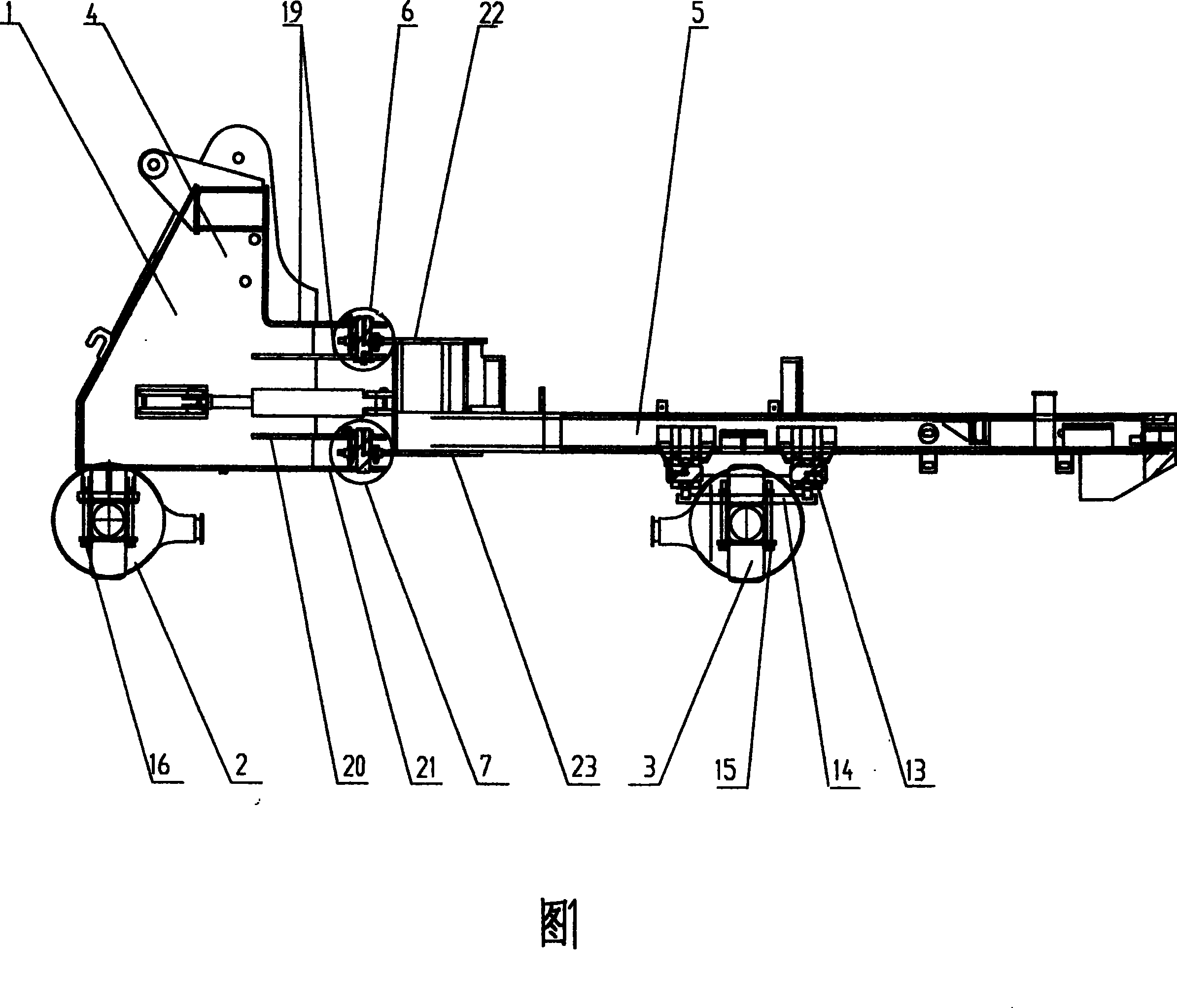 Frame structure for wheel type engineering machine