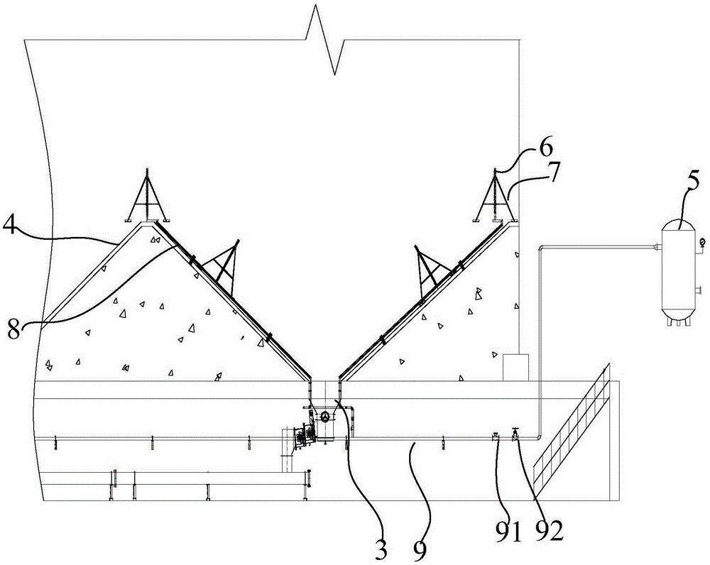 Powdery material arch breaking system used in energy-saving and environment-friendly warehousing equipment