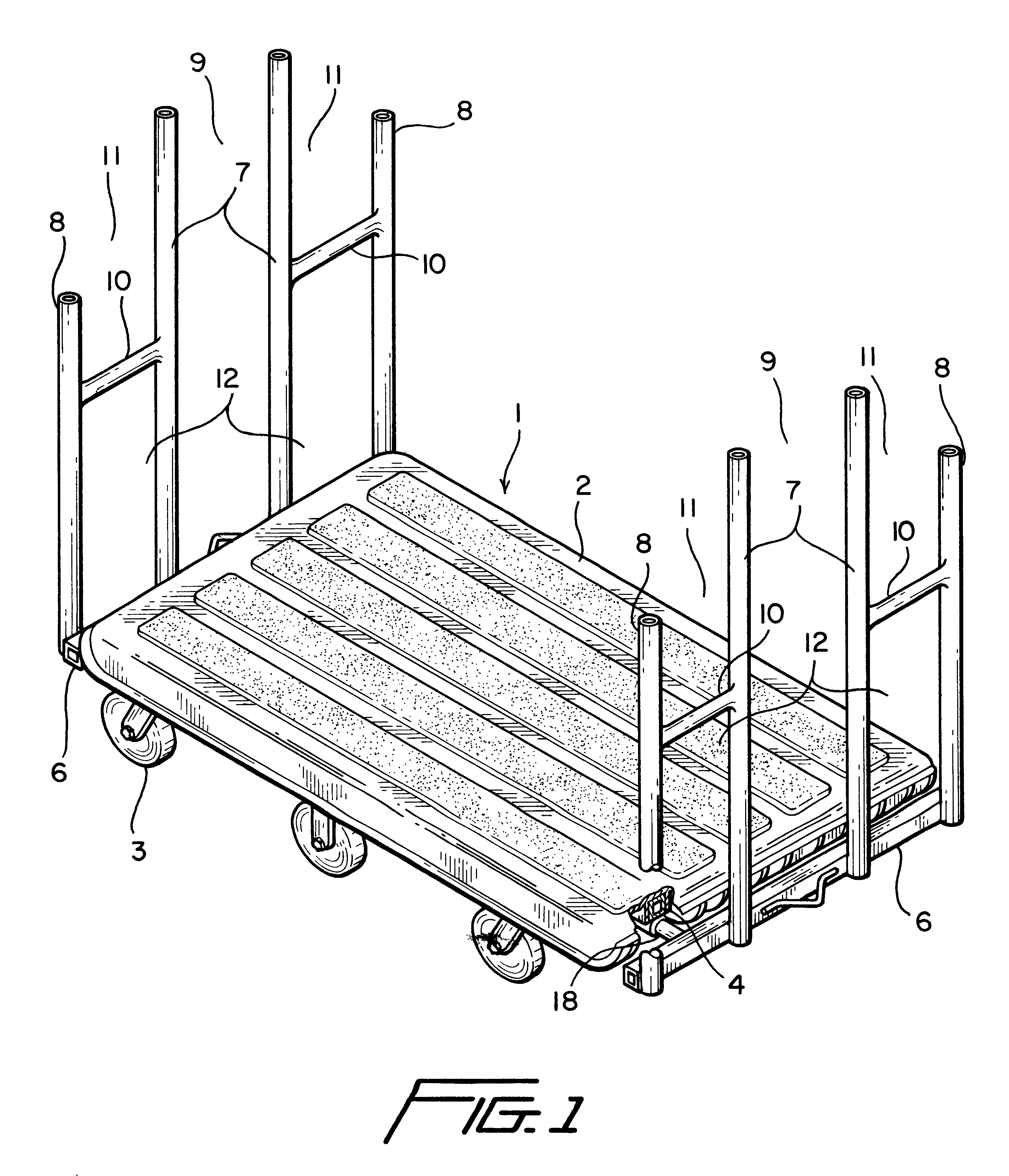 Modular universal flat bed cart with variable support and maneuvering handles