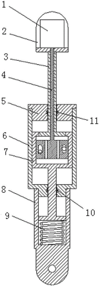 Straight pushing plate type flow regulation damping cylinder for smart knee-joint