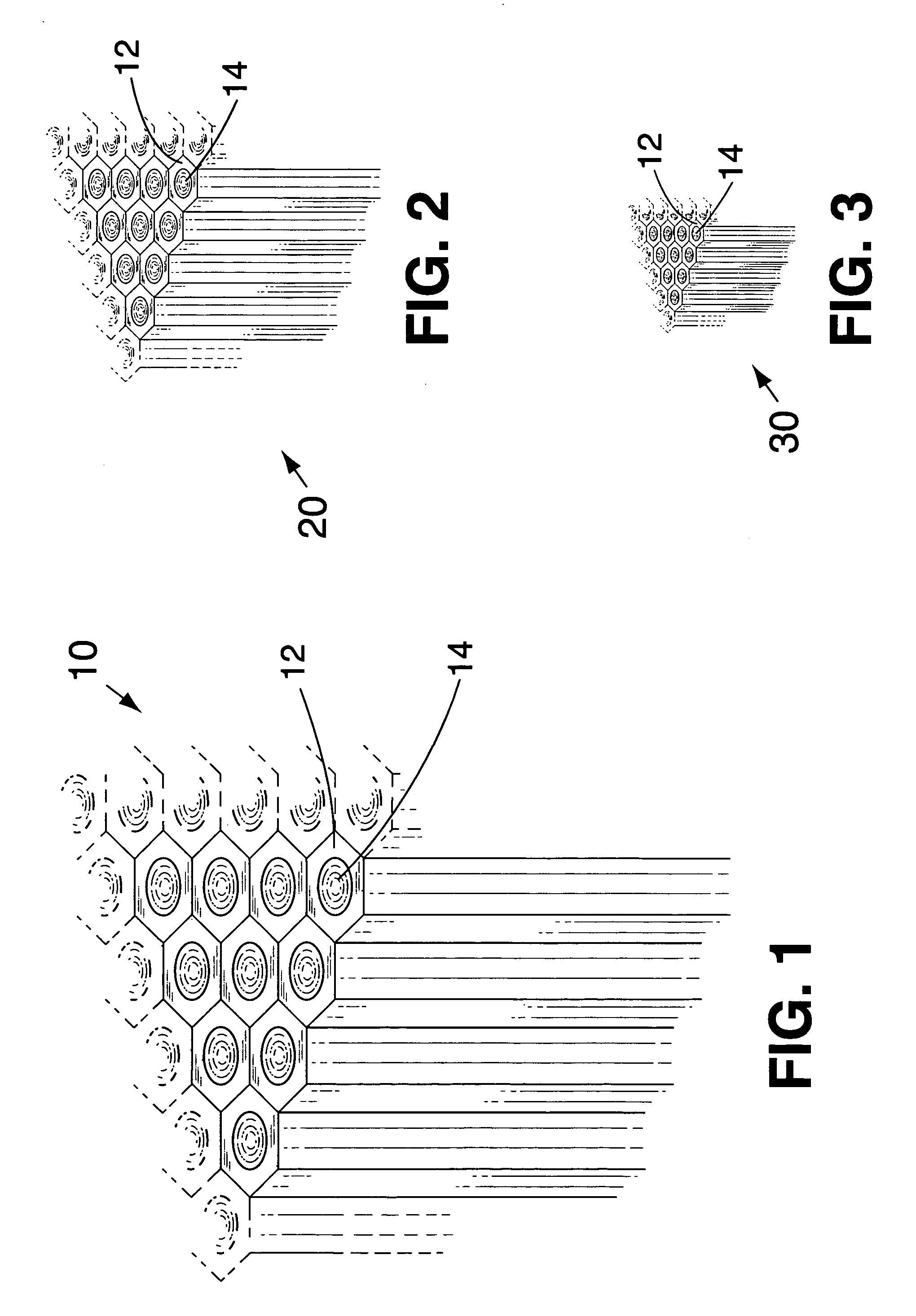 Composite, ordered material having sharp surface features