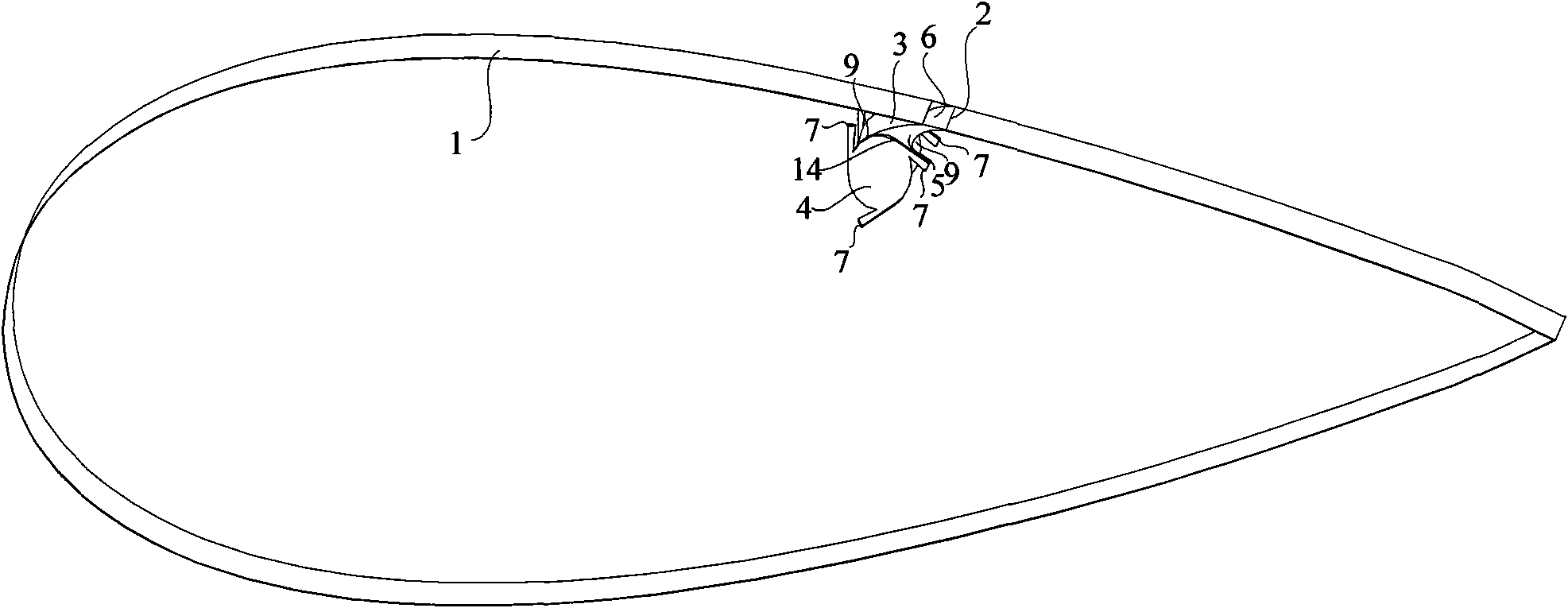 Reverse circulation blowing-down device of wing boundary layer