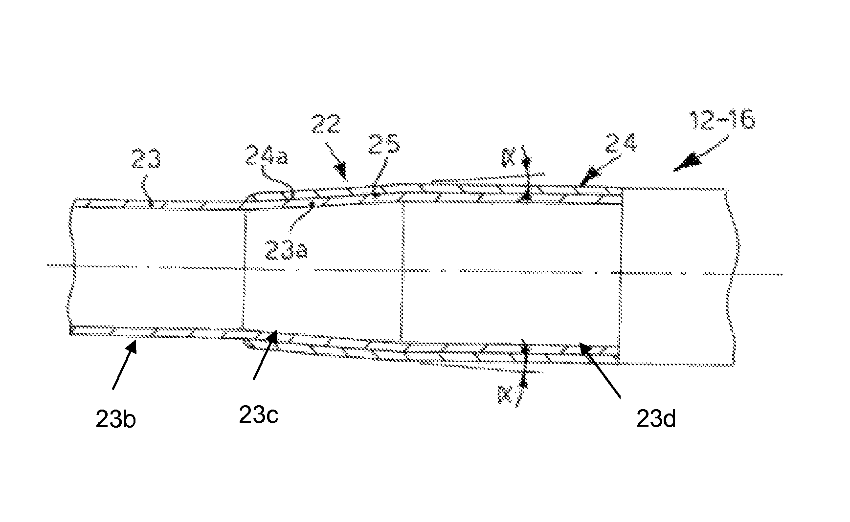 Arm made of composite material and relative production method