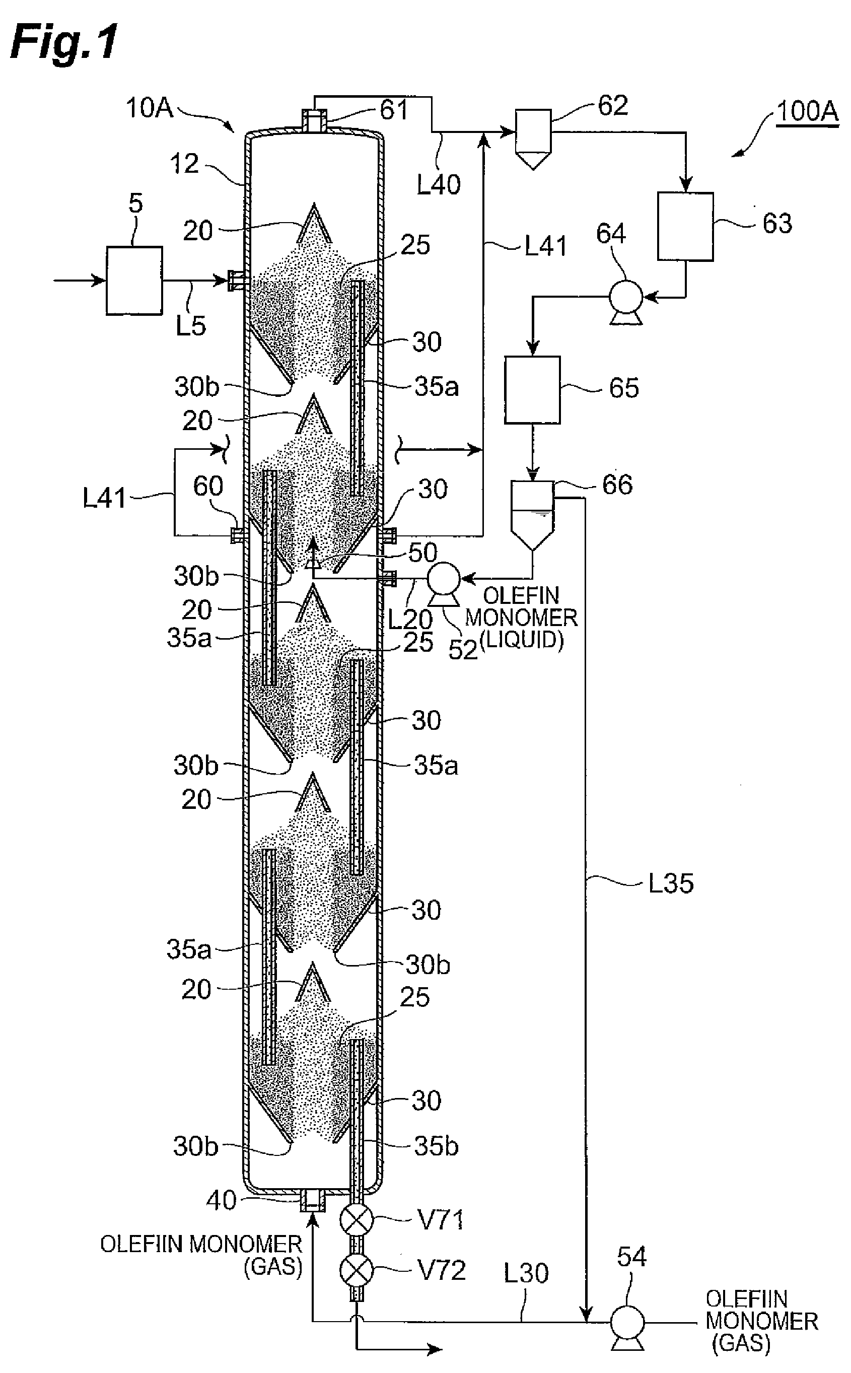 Olefin polymerization reactor, polyolefin production system, and polyolefin production process