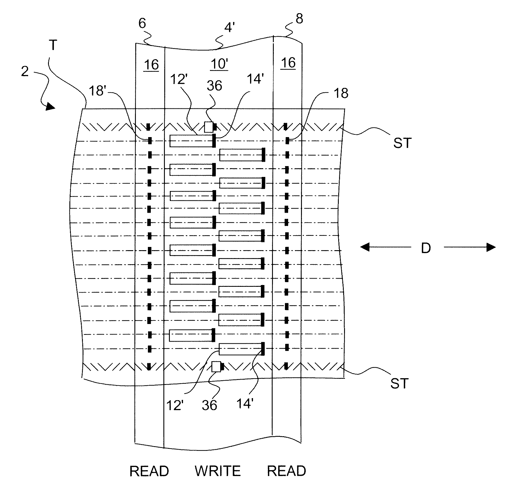 Planar write module and hybrid planar write-vertical read bidirectional tape head