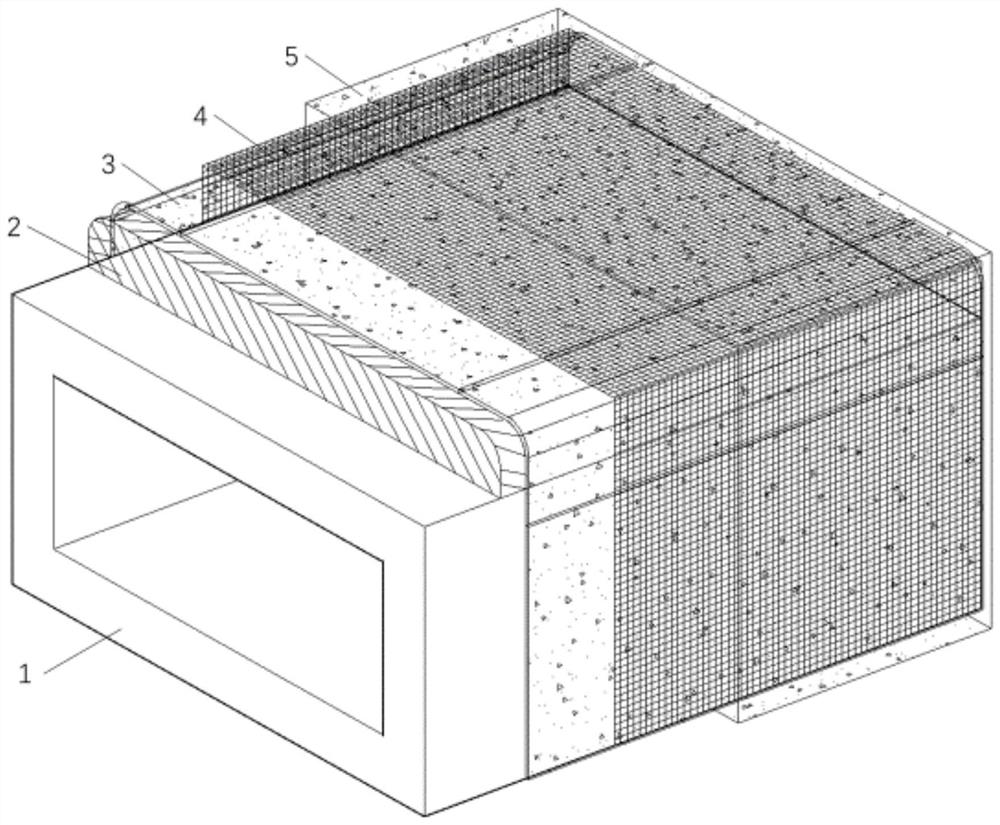 Fiber woven mesh reinforced ECC combined with single-sided enlarged cross-section method to strengthen box arch foot section