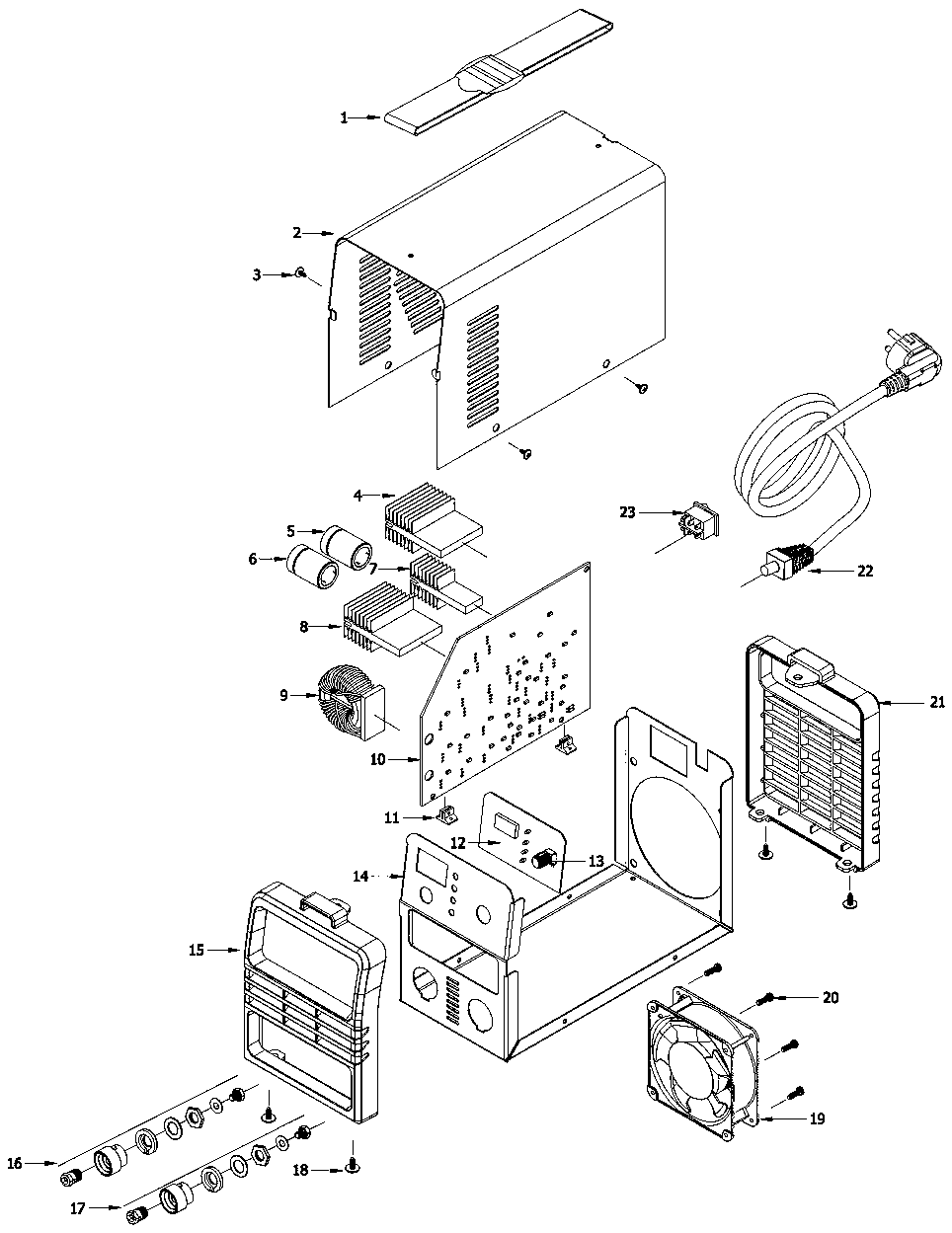 Double-MCU digital PI and PWM control multifunctional welding machine and circuit structure thereof