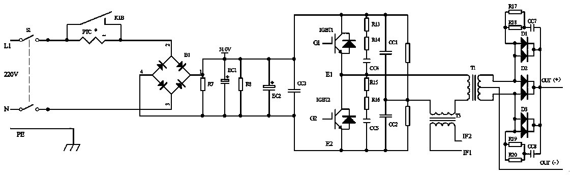 Double-MCU digital PI and PWM control multifunctional welding machine and circuit structure thereof