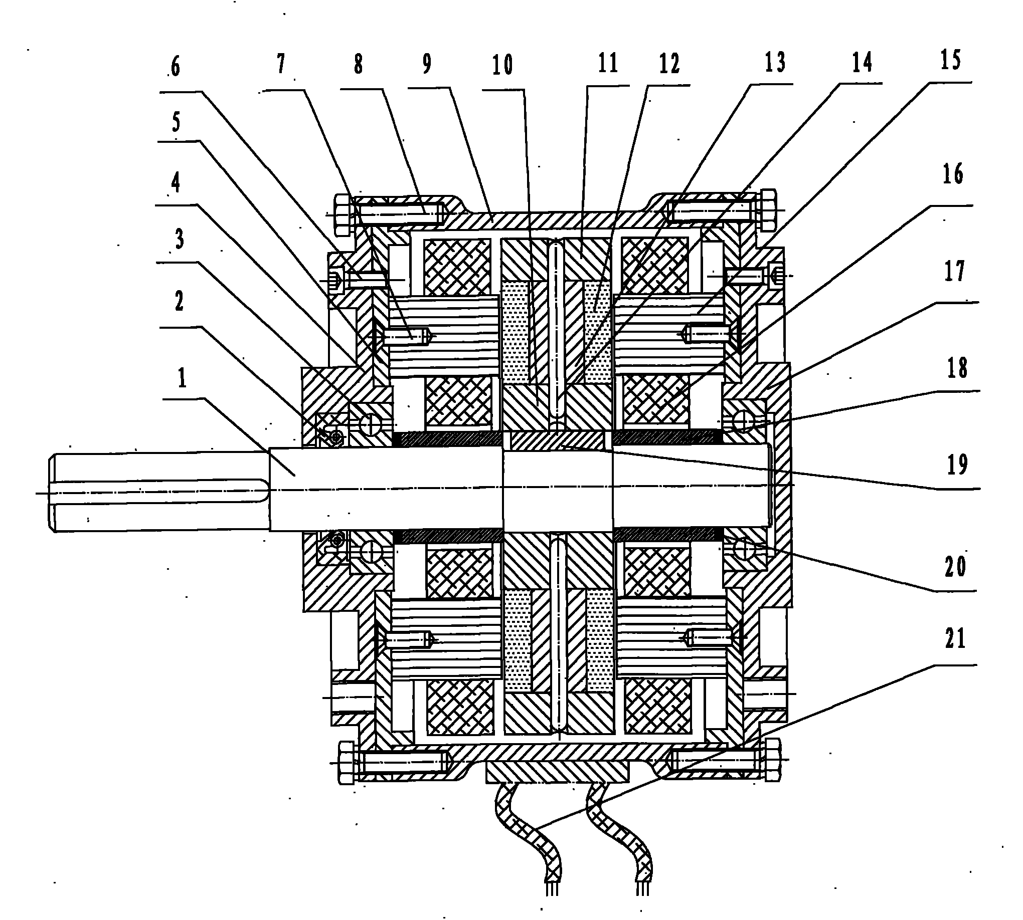 Double-stator single-rotor rare earth permanent magnet motor