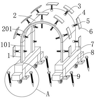 Rapid emergency protection device for dealing with tunnel deformation