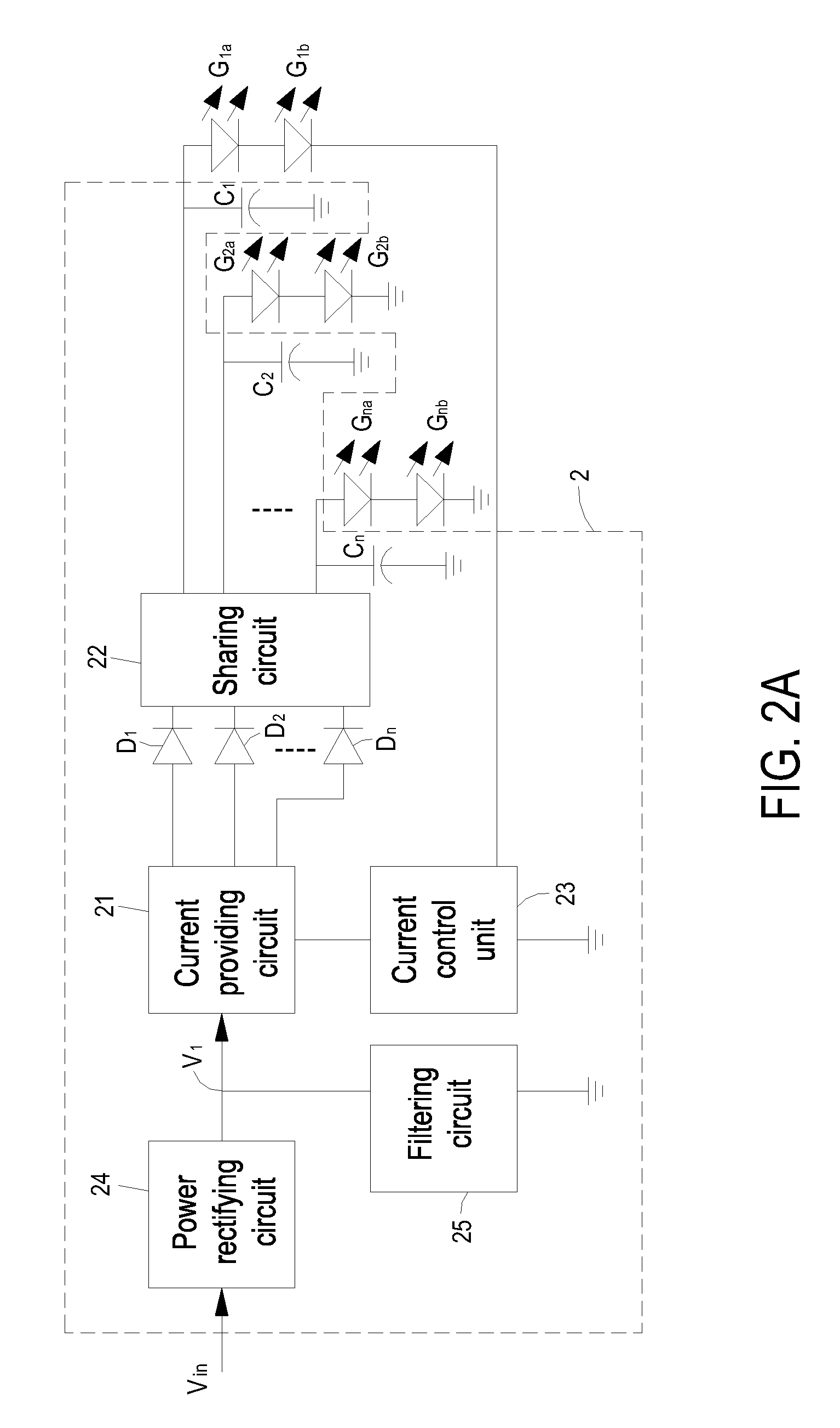 Power supply circuit with current sharing for driving multiple sets of DC loads