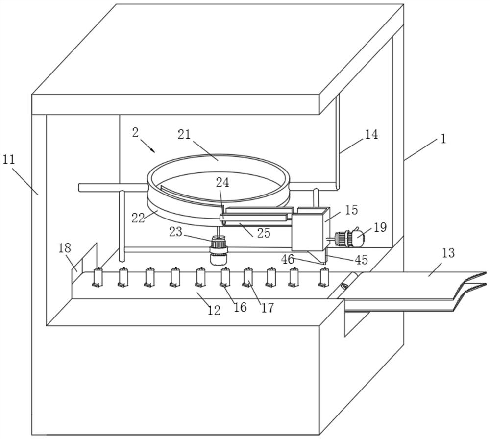 An anti-blocking device in the filling process of bottled capsules