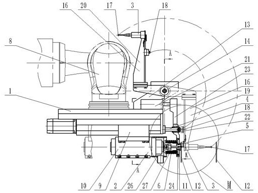 A measurement and processing executive head suitable for aircraft skin drilling