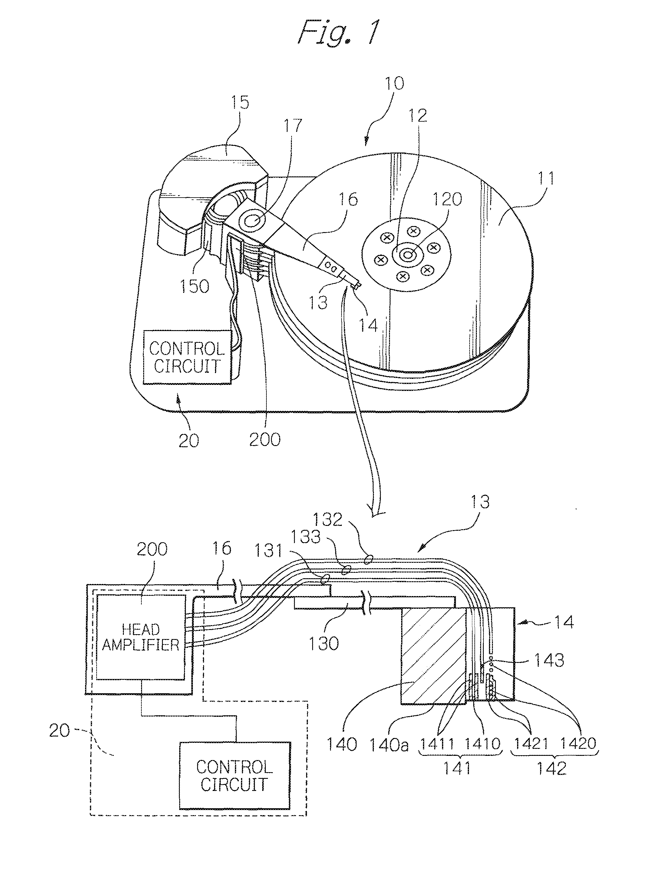 Head amplifier with a heat controller