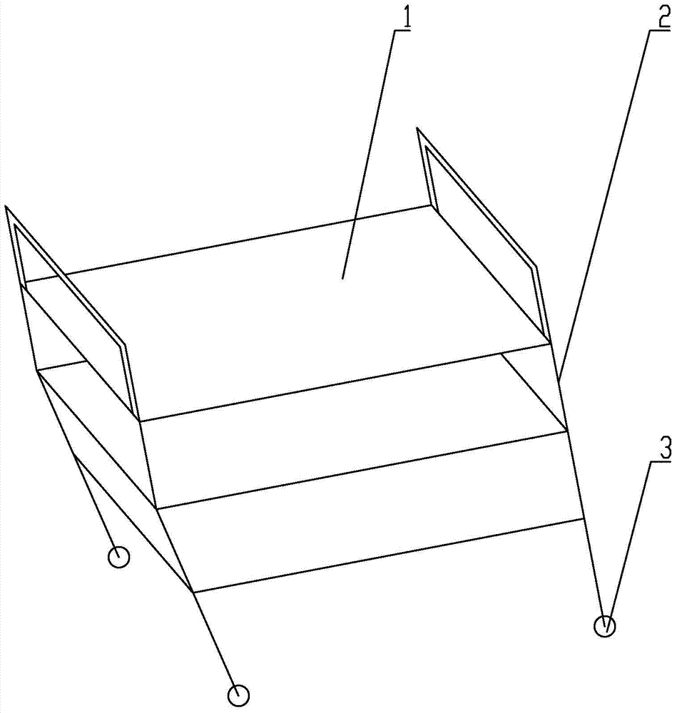 Medical three-layer instrument trolley