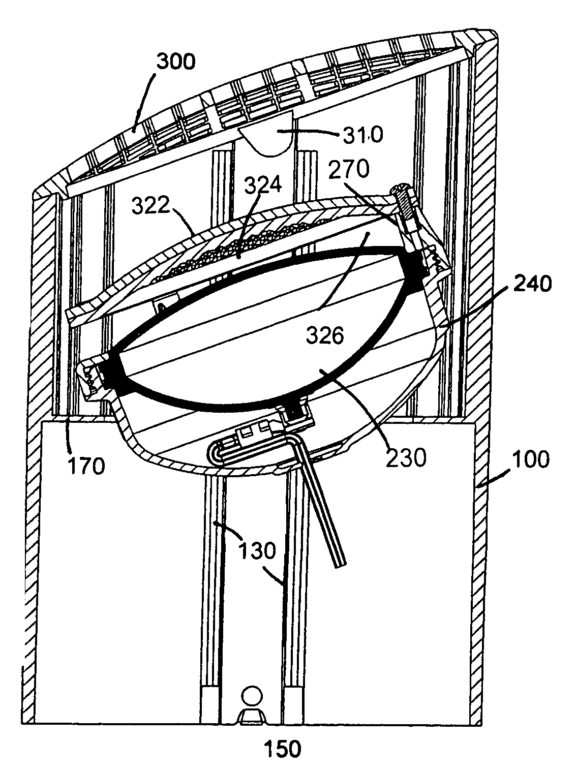 In ground lighting fixture with adjustable lamp