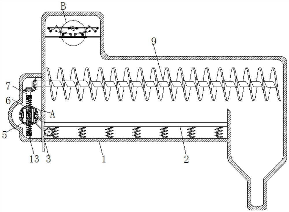 Waste plastic feeding device capable of automatically dredging blockage based on gravity change