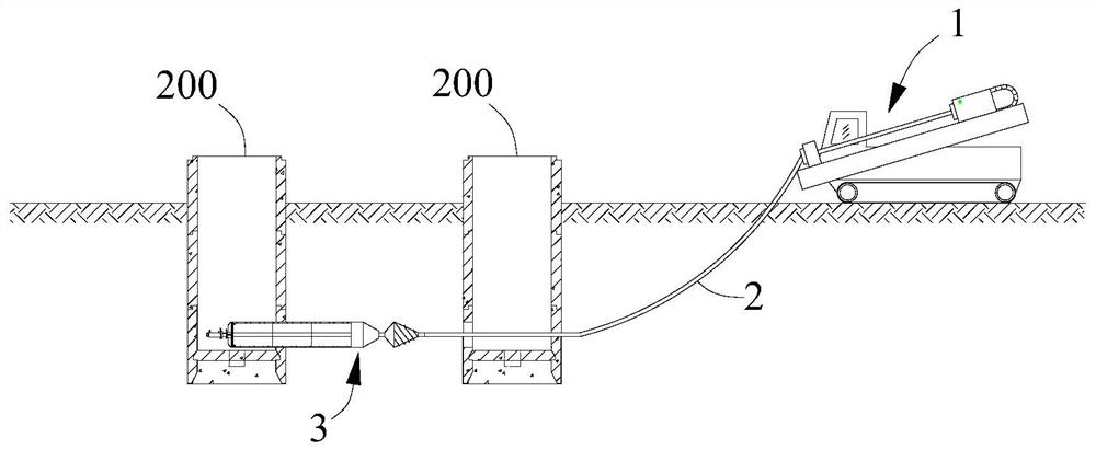 A kind of top pull construction method