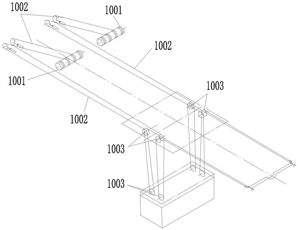 Cross-type counterweight energy-saving quay crane double-trolley steel wire rope winding system