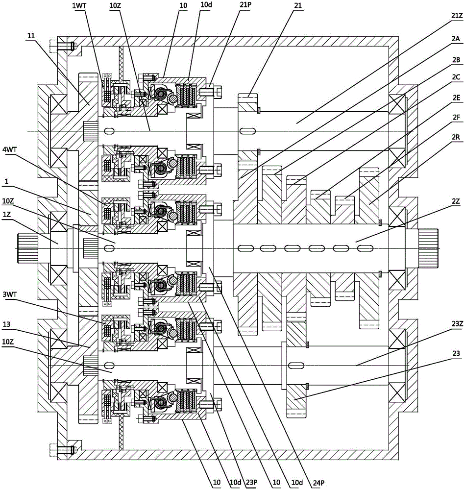 Automotive six-gear automatic transmission with brushless wire-driven centrifugal ball arm jointing devices