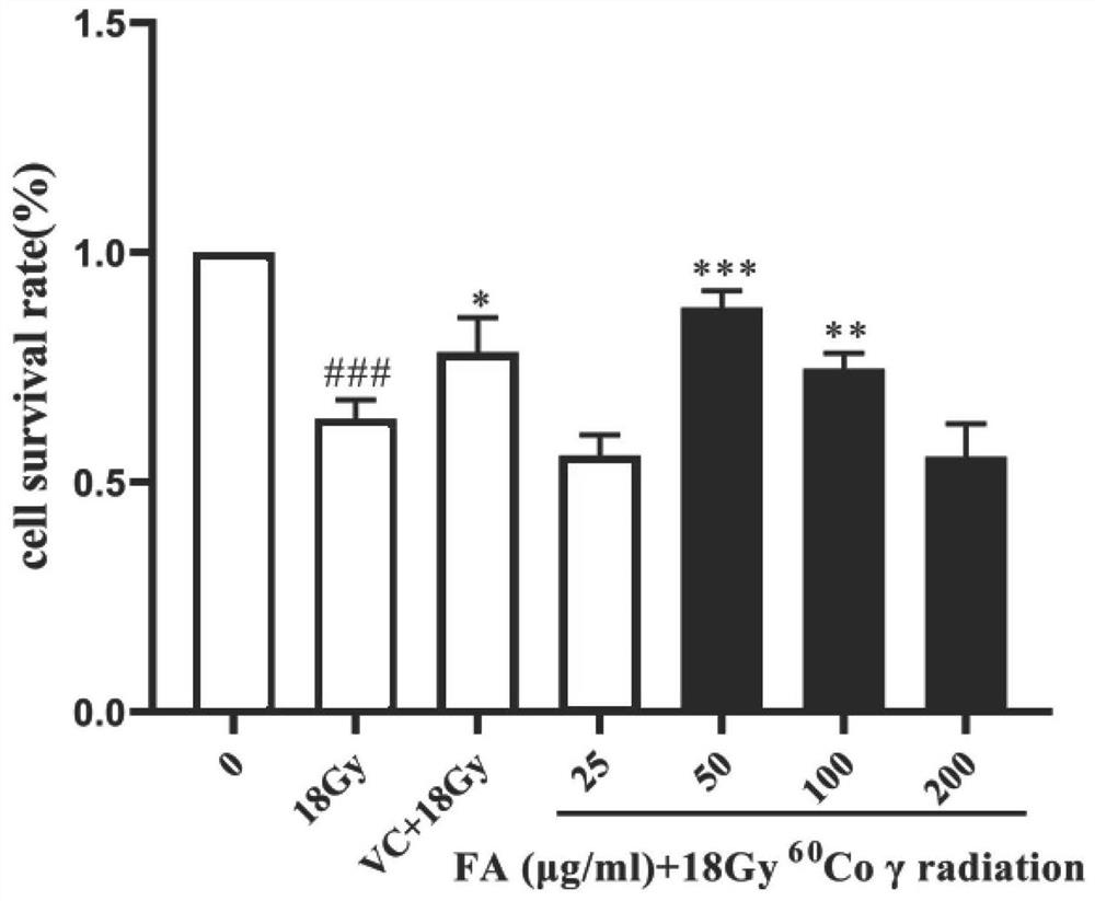 Application of ferulic acid in treatment of radioactive skin injury