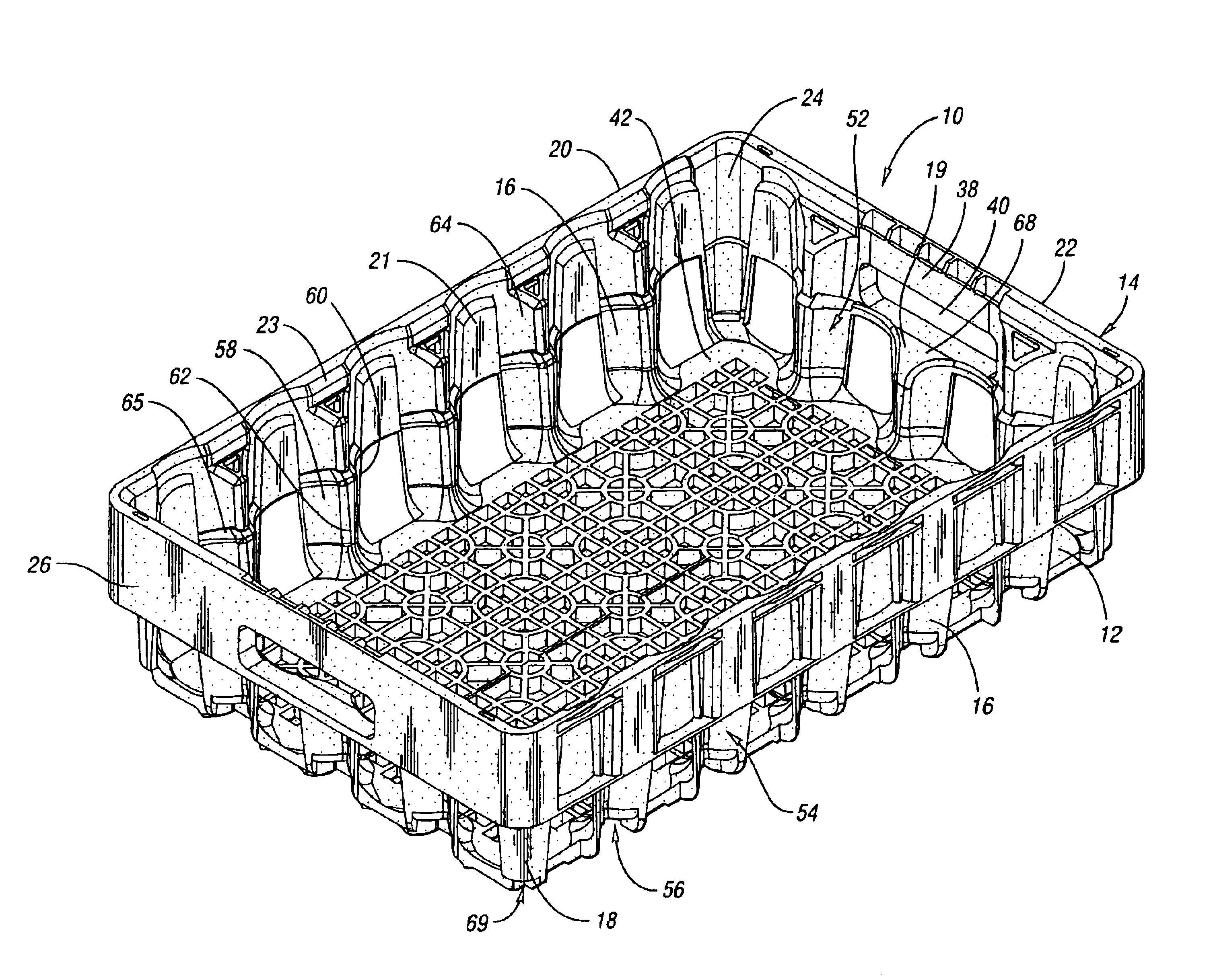 Nestable crate for containers