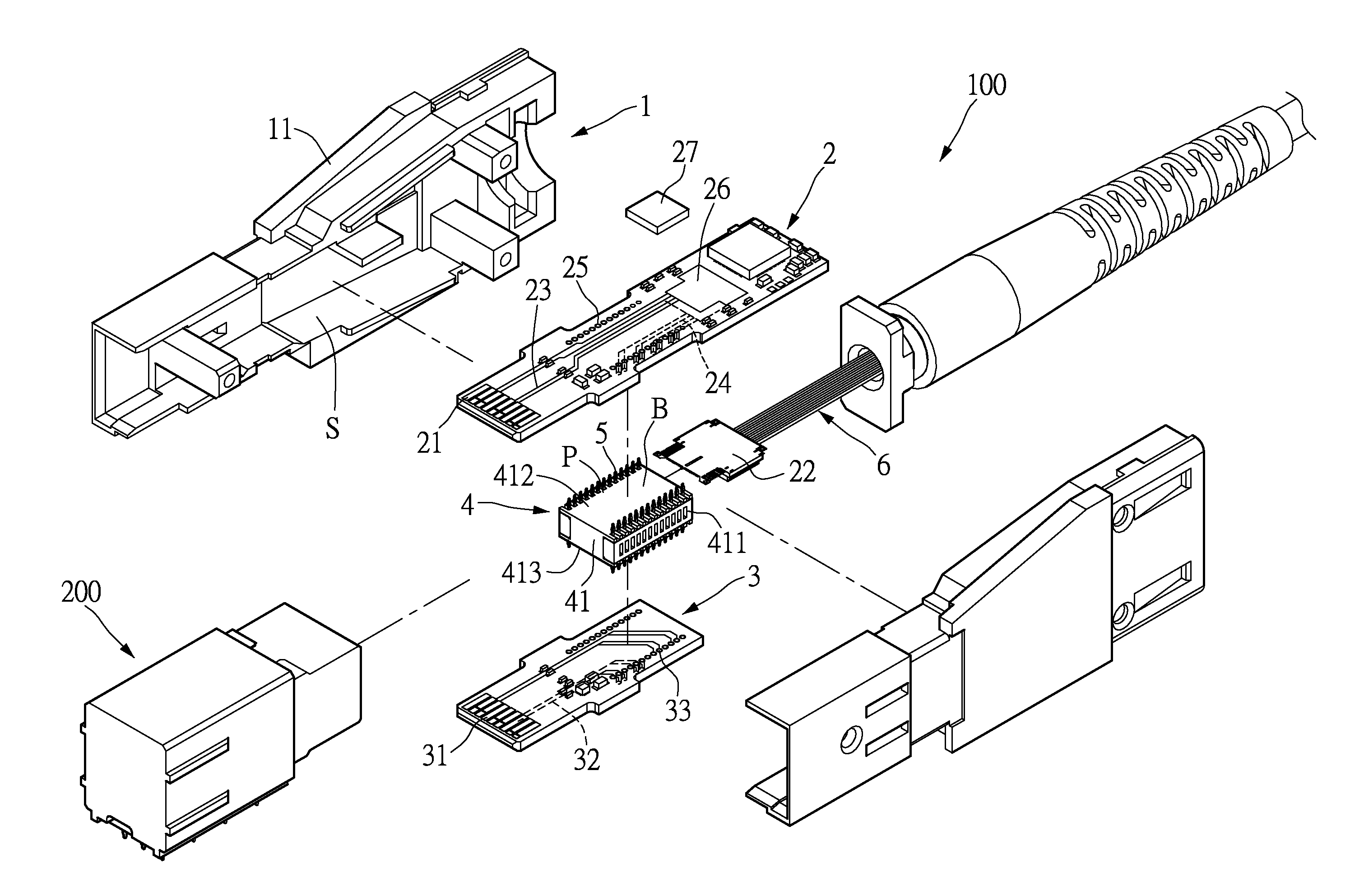 Bi-directional data transmission method, high-frequency connector and optical connector using the same