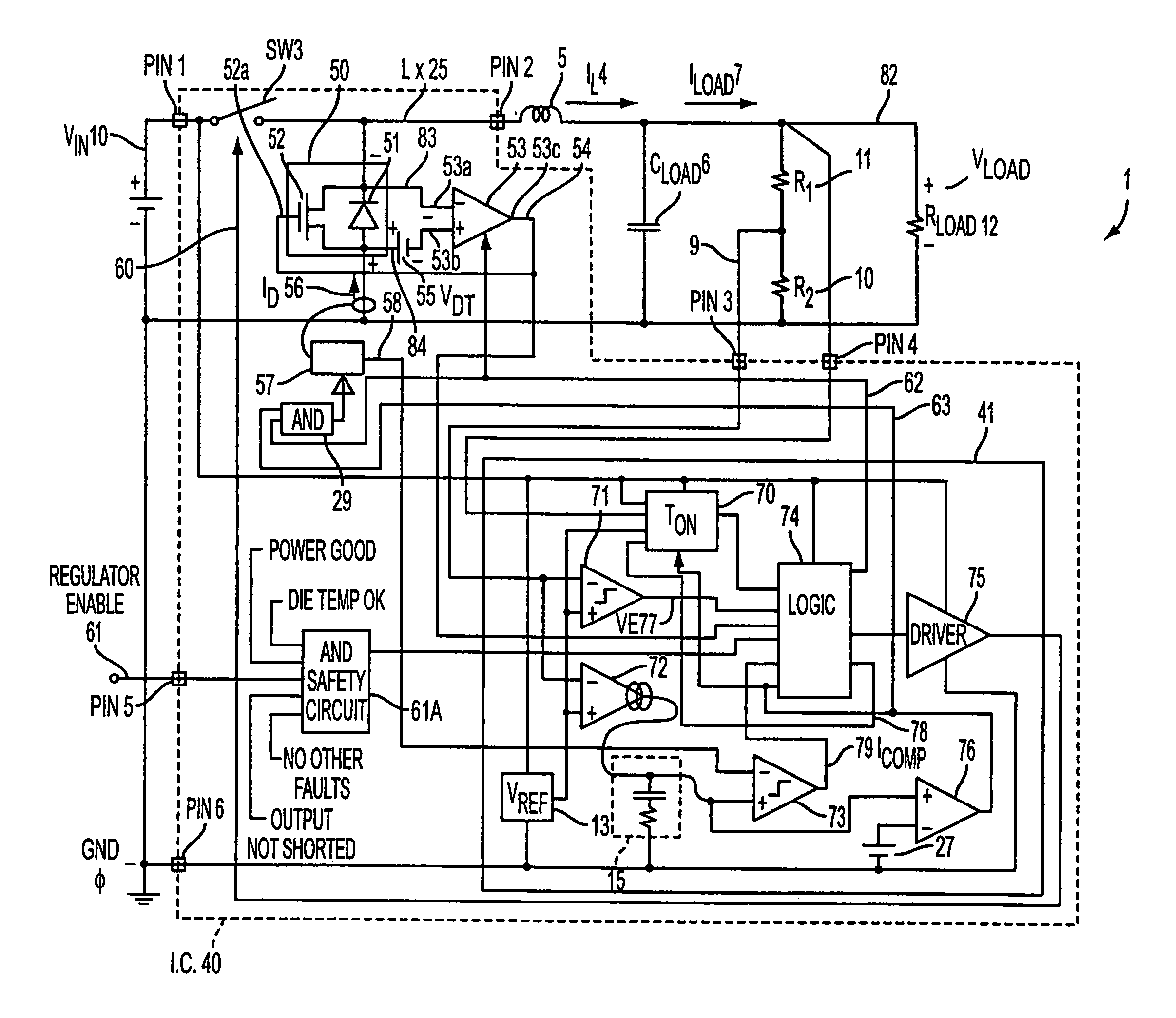 Current mode switching regulator with predetermined on time