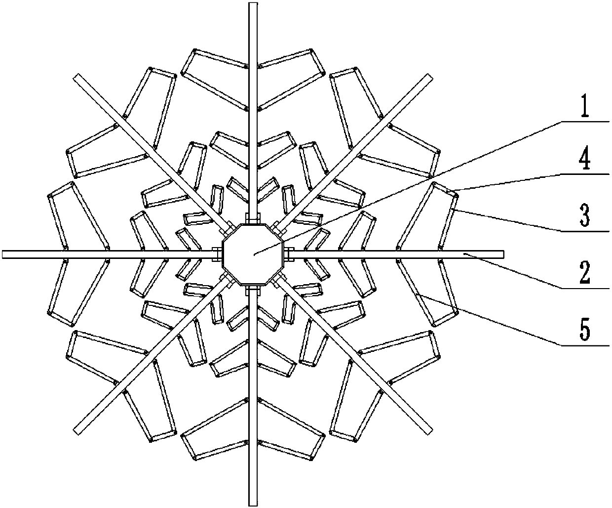 Mimosa-pudica-simulated flexible-hinge-connected variable topology folding and extending mechanism