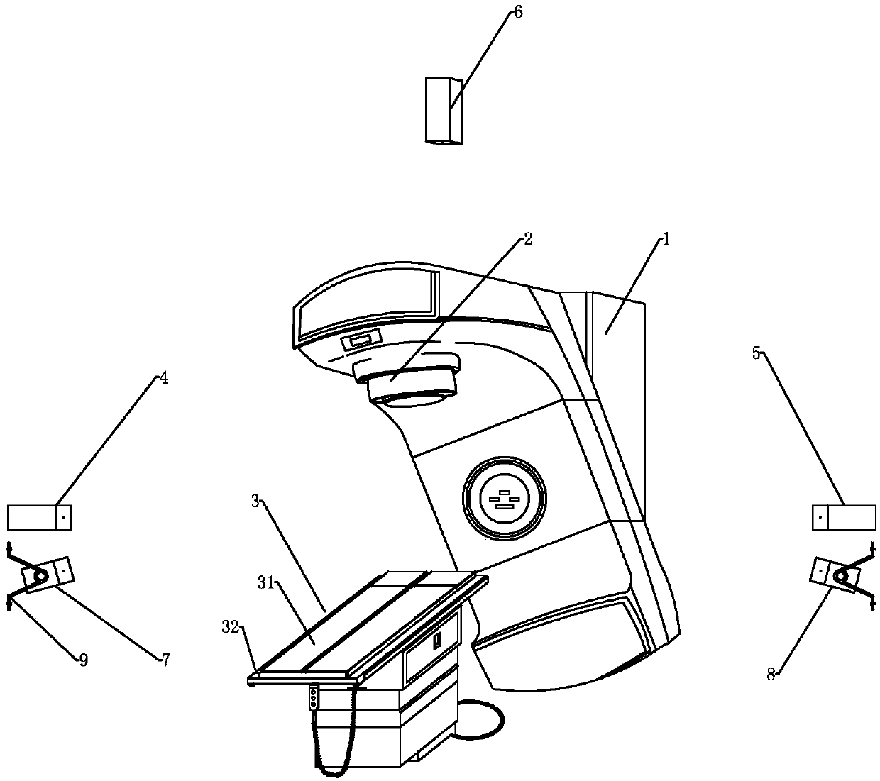 Placement positioning device of medical electron linear accelerator