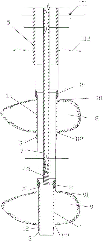 Protective device used for karst cave and water-based channel drilling method adopting same