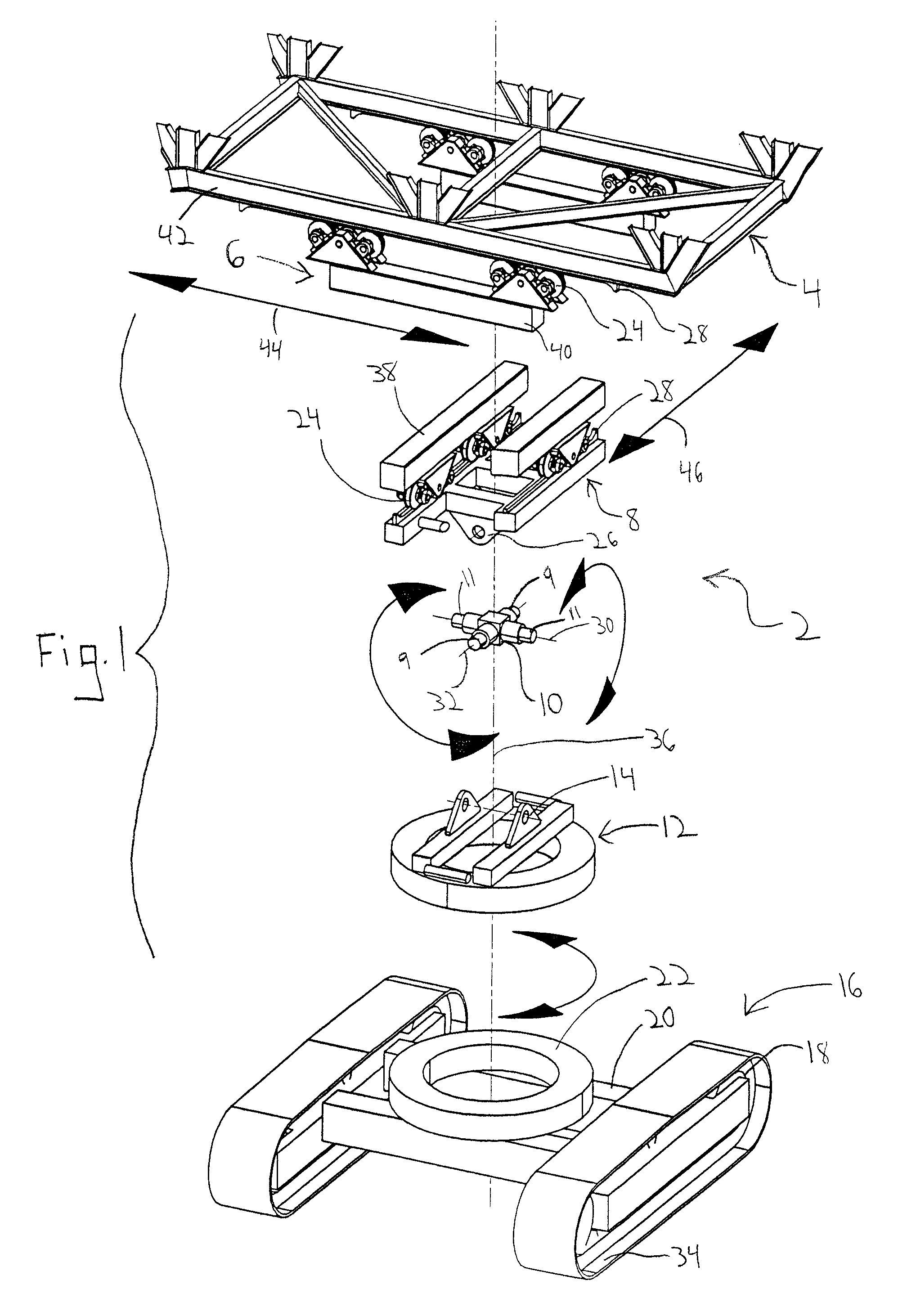 Travel support mechanism for movable conveyor bridge