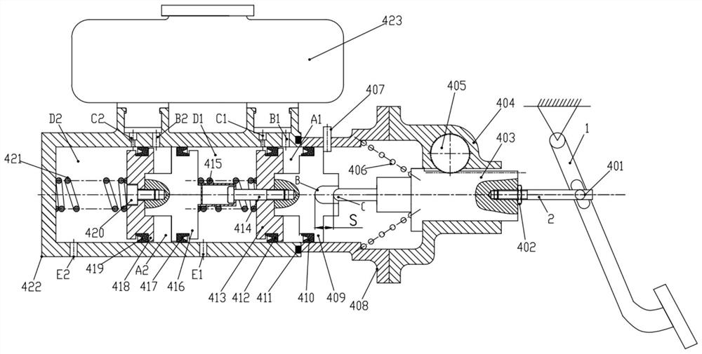 Distributed braking system with human failure backup and pressure regulation control method