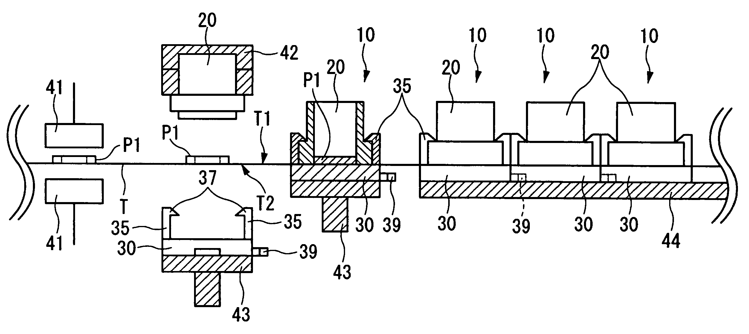 Container for processing section samples, processing method for section samples, and processing apparatus for section samples