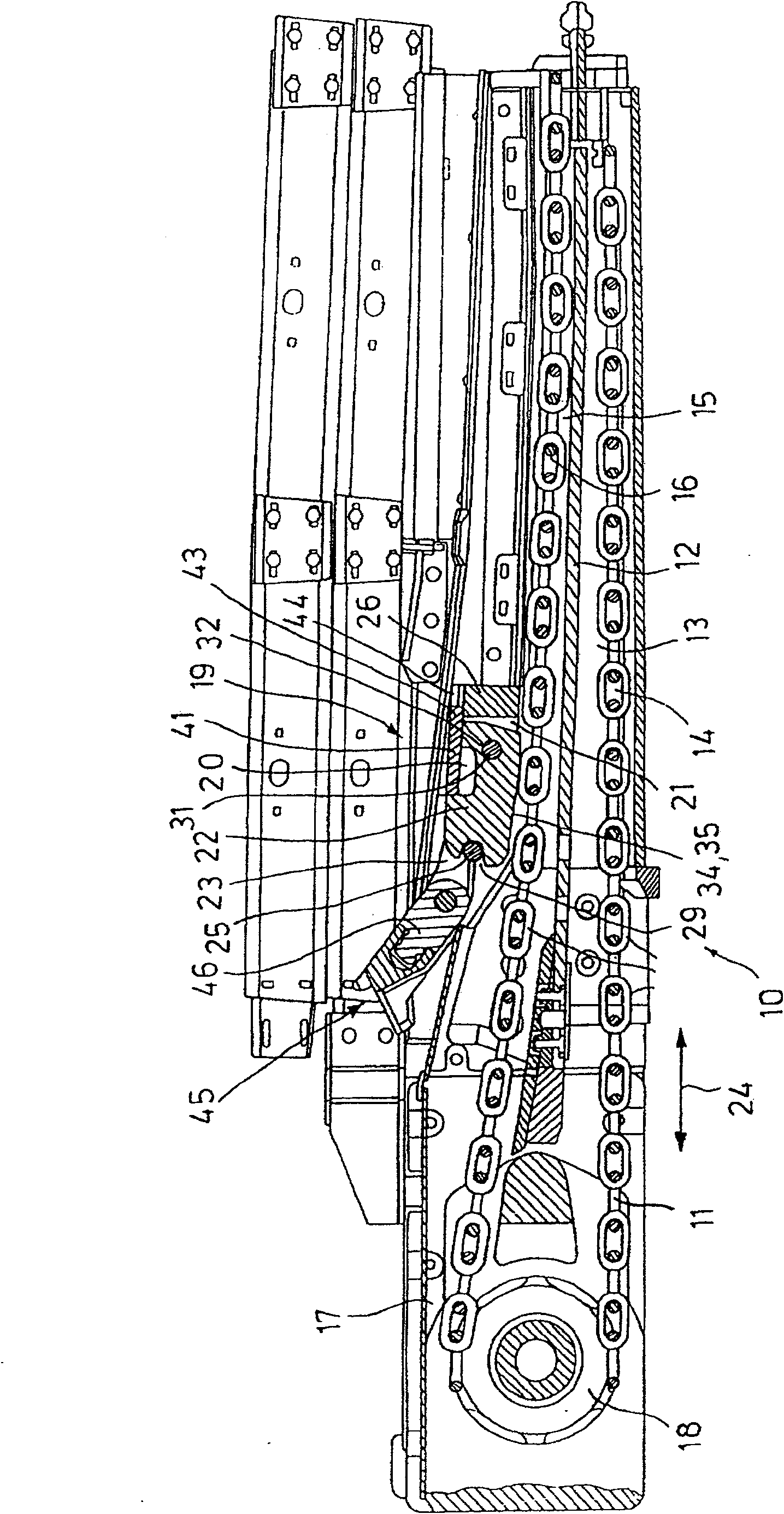 Chain guide structure of mining machine