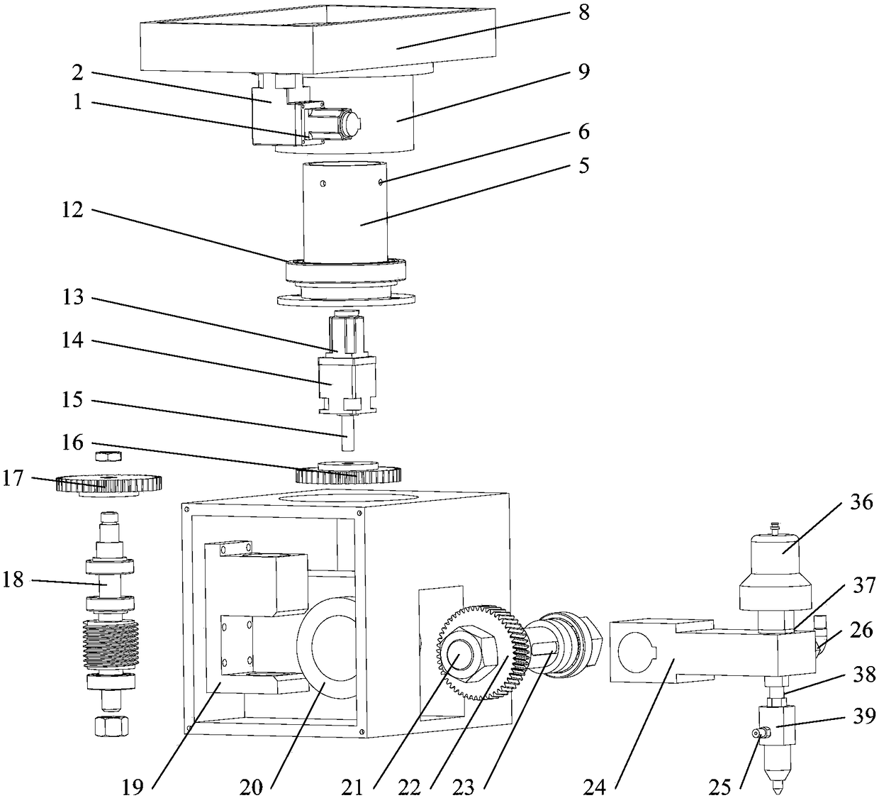 A dual-axis rotary cutting and balanced high-pressure water jet cutting mechanism