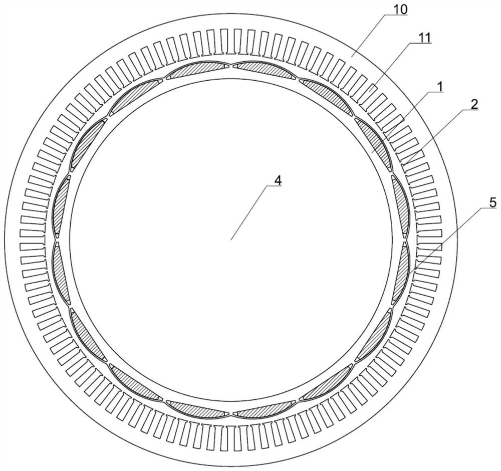 Rotor structure of large-shaft-diameter built-in permanent magnet motor and motor thereof