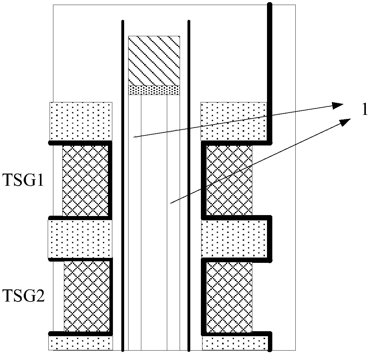 Dual-grid three-dimensional storage device and fabrication method thereof